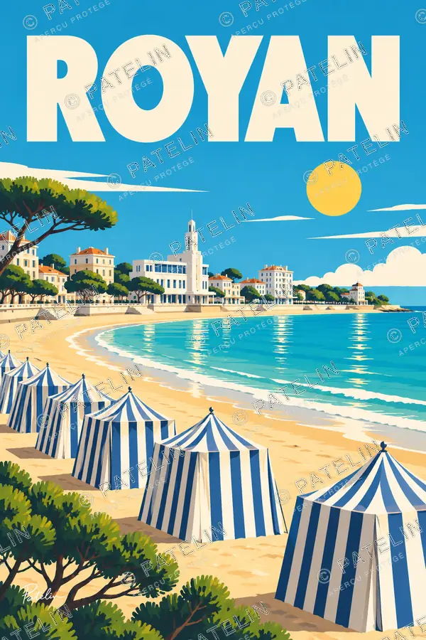 Illustration Royan — Le front de mer de Royan, style Pop