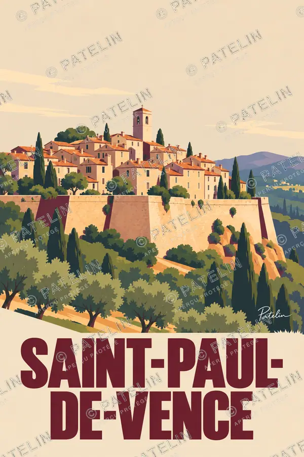 Illustration Saint-Paul-de-Vence — Le village et ses remparts, style Minimal