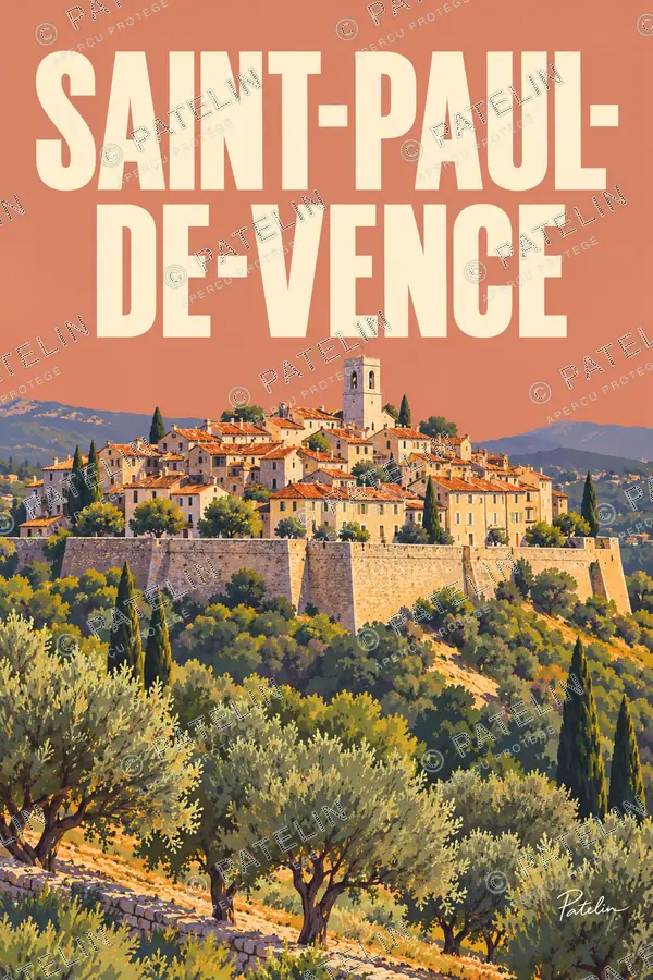 Illustration Saint-Paul-de-Vence — Le village et ses remparts, style Pop