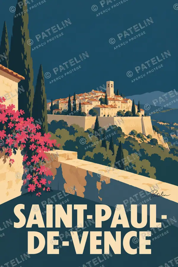 Illustration Saint-Paul-de-Vence — Le village perché, style Minimal