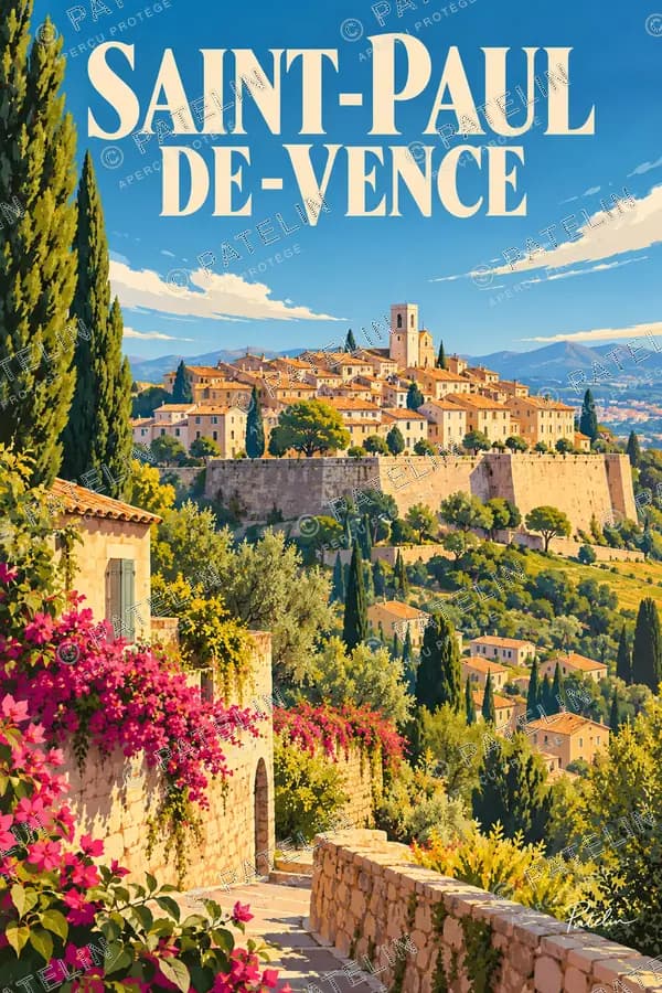 Illustration Saint-Paul-de-Vence — Le village perché, style Pop