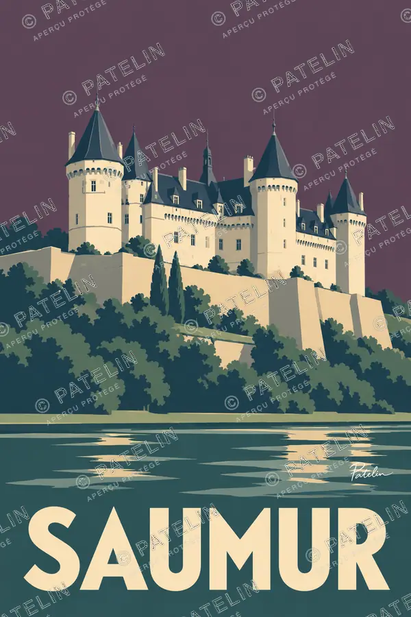 Illustration Saumur — Le château de Saumur, style Minimal