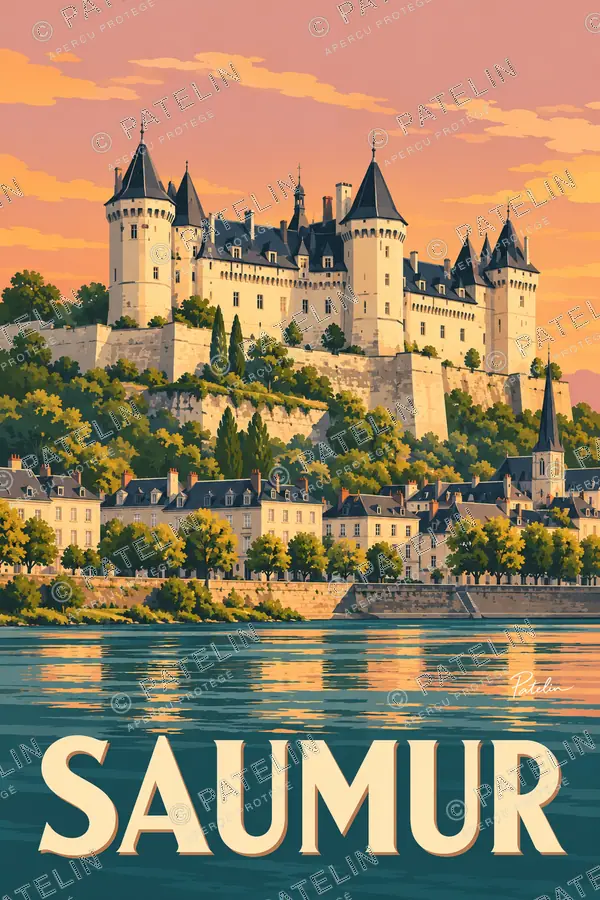 Illustration Saumur — Le château de Saumur, style Pop