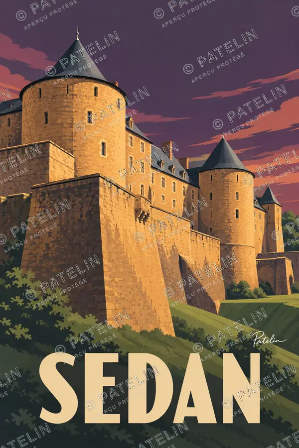 Illustration Sedan — Les tours de la forteresse, style Pop