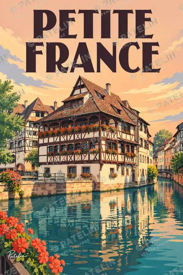 Illustration Strasbourg — Les canaux de la Petite France, style Pop